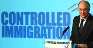 Michael Howard makes a speech on 'controlled immigration'
