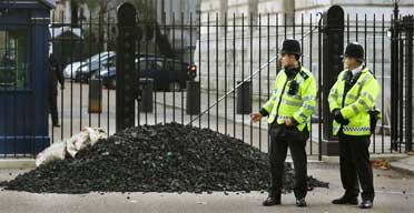 Dumped coal outside Downing Street