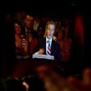 Tony Blair is reflected in a media booth as delegates watch him speak at the Labour party conference in Manchester on September 26 2006. Photograph: Carl de Souza/AFP/Getty Images.