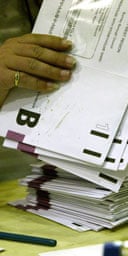 Counting postal votes in north-west England. Photograph: Don McPhee.