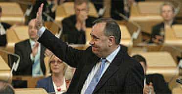 Alex Salmond, the SNP leader, after being voted in as first minister in the Scottish parliament