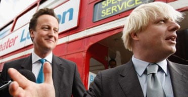 David Cameron and Boris Johnson in London on September 27 2007 following Mr Johnson's election as Conservative candidate for London mayor. Photograph: Daniel Berehulak/Getty Images.