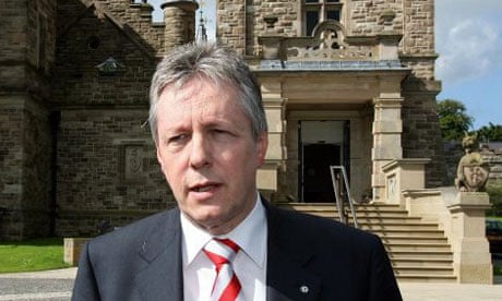 Peter Robinson outside Stormont Castle in Belfast in 2007. Photograph: Paul Faith/PA