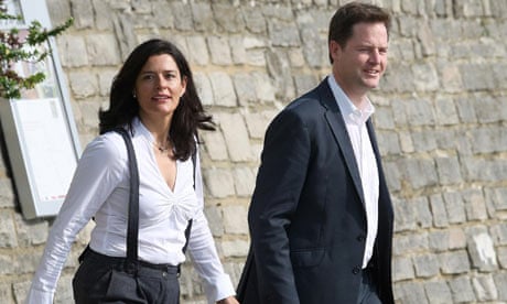 Lib Dem leader, Nick Clegg, and his wife, Miriam Gonzalez Durantez, in Bournemouth today