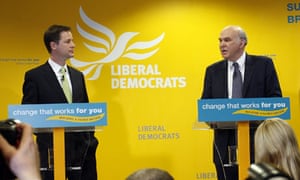Nick Clegg and Vince Cable at a press conference in London on Tuesday 20 April