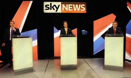 David Cameron, Nick Clegg and Gordon Brown in the Sky News leaders' debate