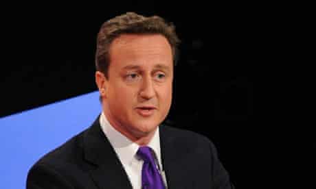 David Cameron speaks during the second live leaders' debate on Sky News