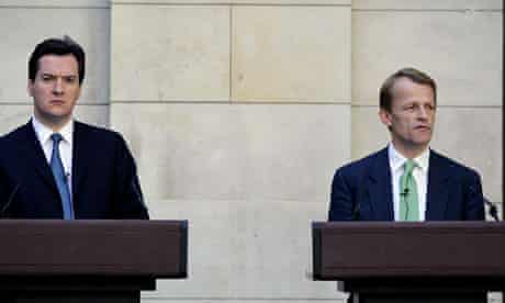 George Osborne and David Laws outline plans to tackle the deficit on 24 May 2010
