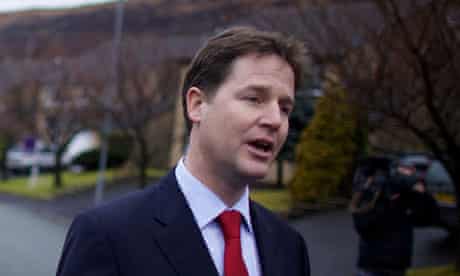 Nick Clegg campaigning in the Oldham East and Saddleworth seat last week