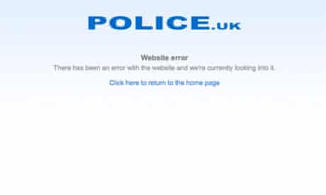 Screengrab of the www.police.uk website, which is crashing under an unexpected level of demand