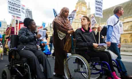 Protest by disabled people against benefits cuts in 2011