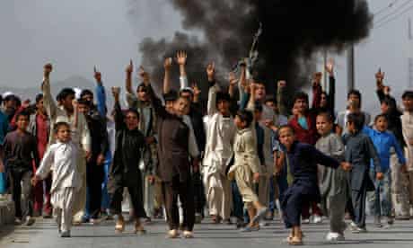 Afghan protesters during a demonstration in Kabul
