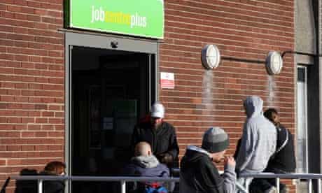 People waiting outside a Jobcentre Plus