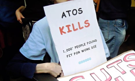 A protest against Atos which had the first contract to carry out work capability assessments. 