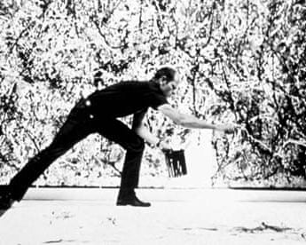 Jackson Pollock at work in East Hampton on Long Island, New York