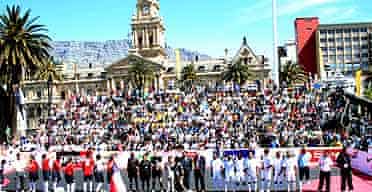 Footballers gather at the Homeless World Cup 2005 in Cape Town, South Africa
