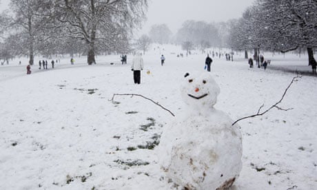 A snowman in Primrose Hill, London