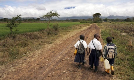 Delvin, Novesa and Dixon take the long road to school near Arusha, Tanzania