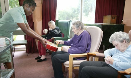 Staff and residents in an older people's care home in east Twickenham.