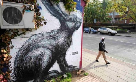 A rabbit graffiti representing urban art