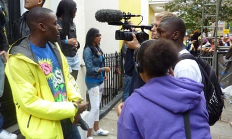 Hip-hop/grime artist Bashy being interviewed for a youth-led documentary