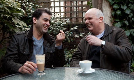 Friends Mouloud Sihali and Lawrence Archer in an Algerian cafe in London