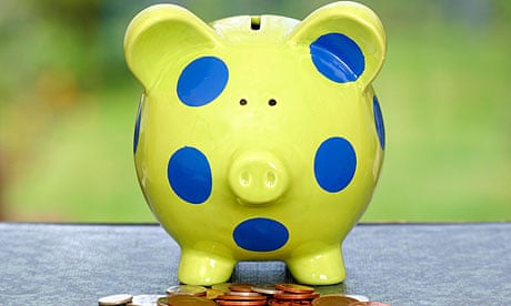 blue spotted piggy bank