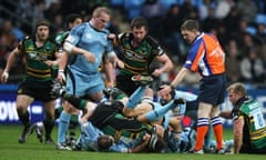 A scuffle breaks out during the first half at the Ricoh Arena