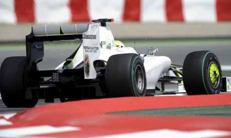 Jenson Button tests his Brawn car in Spain