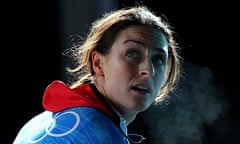 Amy Williams practices during skeleton training at the Winter Olympics