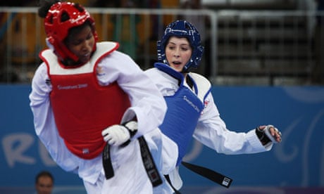 Great Britain's Jade Jones v Sweden's Jennifer Agren at the Youth Olympic Games in Singapore in 2010