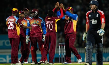 West Indies celebrate after taking the wicket of Ben Stokes during their victory over England