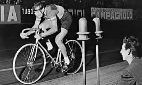 Italian Ercole Baldini competes in the Week of Records at the Vigorelli in 1956