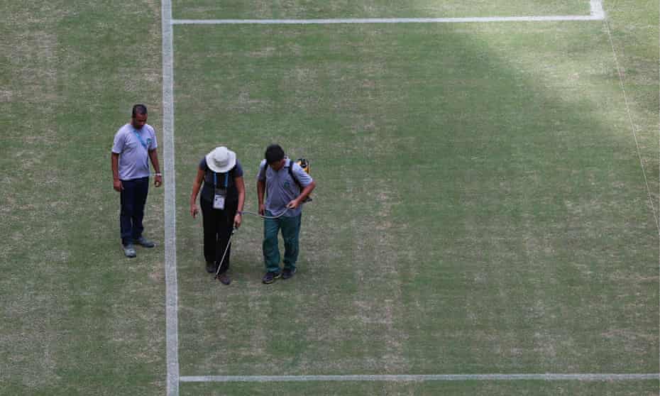 Ground staff were continuing to treat the Manaus pitch with chemicals on Thursday. 