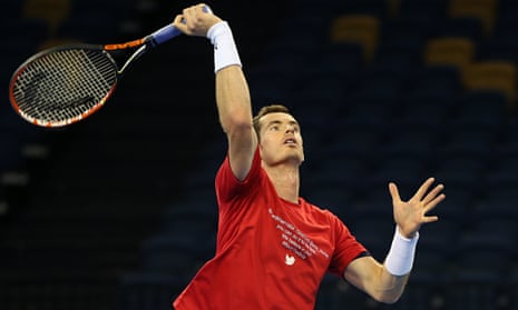Andy Murray takes part in a practice session for Great Britain's Davis Cup tie against the USA