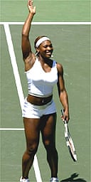 Serena Williams celebrates victory in the Nasdaq 100 Open