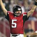 Morten Andersen celebrates the kick which made him the NFL's all-time leading scorer