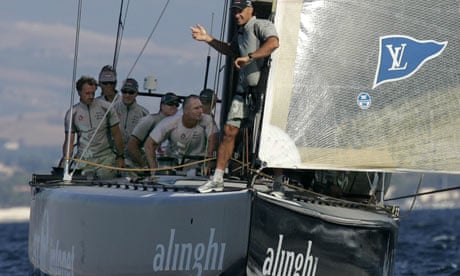 Switzerland's Alinghi during a practice session ahead of the 32nd America's Cup