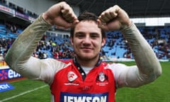 Ryan Lamb celebrates Gloucester's rousing victory over the Ospreys in the EDF Energy Cup semi-final
