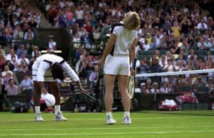 20 best Wimbledon moments: Martina Navratilova is congratulated by partner Leander Paes
