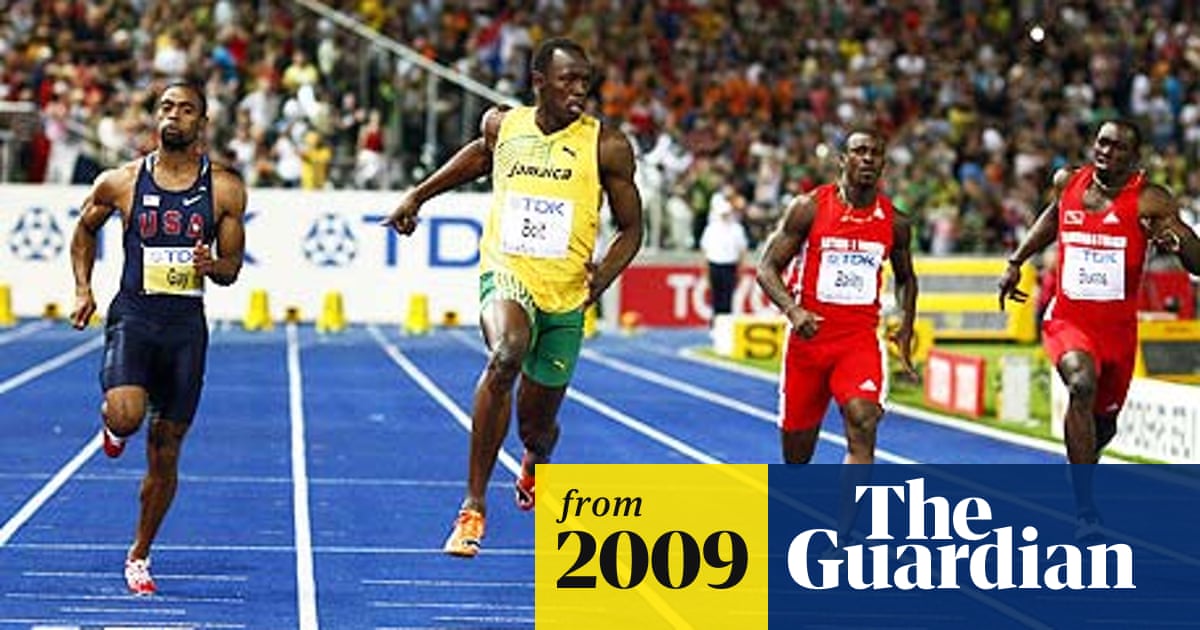 Usain Bolt Breaks World Record In Time Of 9 58sec To Win 100m Gold In Berlin Usain Bolt The Guardian