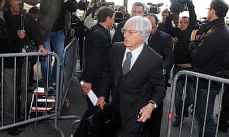 Bernie Ecclestone, F1's commercial rights-holder, arrives in Paris for the WMSC hearing