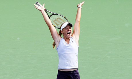 Melanie Oudin celebrates beating Nadia Petrova in the US Open