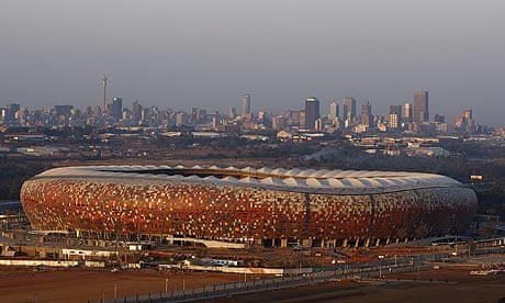 World Cup 2010 Construction work continues at Soccer City, also known as the FNB Stadium=