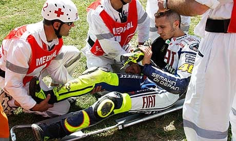 Lima passe Nogen Valentino Rossi fractures leg in practice for Italian grand prix | Valentino  Rossi | The Guardian