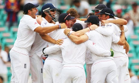 England celebrate the final wicket