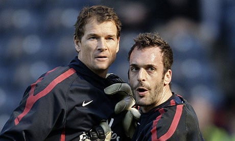 Arsenal goalkeepers Jens Lehmann and Manuel Almunia