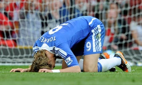 Fernando Torres waits for the ground to swallow him up after that miss for Chelsea