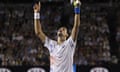 Novak Djokovic celebrates during his Australian Open semi-final win over Andy Murray