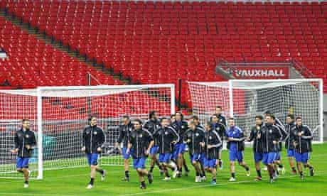 San Marino's players, most of whom are part-time professionals, train at Wembley